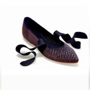 Rothy's Brown and Black Flats with Ribbon Detail